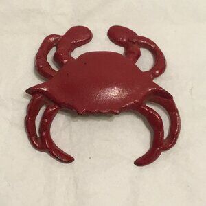 Vintage red painted cast iron crab paperweight